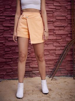 AAREIN - Apricot Denim Mid-Rise Solid Casual Regular Fit Shorts