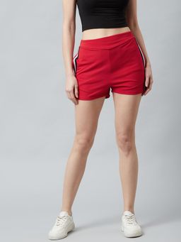 AAREIN - Red Polyester Mid-Rise Solid Casual Regular Fit Shorts