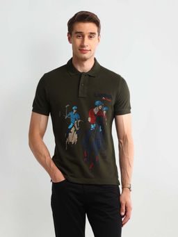 U.S. Polo Assn. Denim Co. - Green Muscle Fit Graphic Polo T-shirt