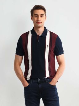 U.S. Polo Assn. Denim Co. - Red Muscle Fit Striped Polo T-shirt