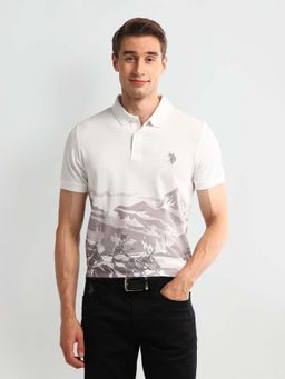 U.S. Polo Assn. Denim Co. - White Muscle Fit Graphic Polo T-shirt