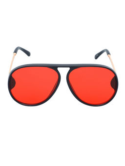 Spiky - Black Frame Red UV Protected Lens Aviator Sunglasses