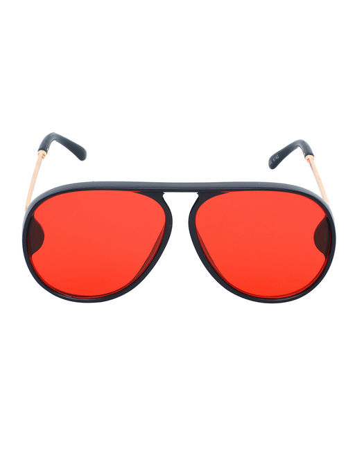 Buy Spiky Black Frame Red UV Protected Lens Aviator Sunglasses Online