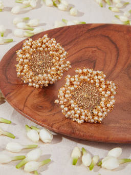 Azai by Nykaa Fashion - Radiant Gold Filigree Pearl Studs