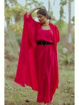 Paulmi & Harsh - Rani Print Slit Maxi With Jacket (Set of 3)