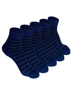Heelium - Bamboo Quarter 5 Pair Of Ankle Socks for Men-Navy Blue