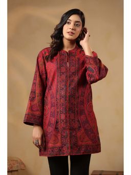 Zamour - Kani Woven Woolen Kurta Maroon