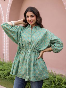 Jaipur Morni - Green Hand Block Shirt