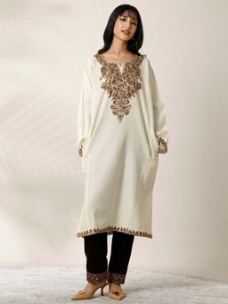 Libas - Embroidered Wool Straight-Fit Kurta For Women Off White