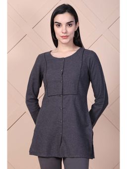 Aurelia - Womens Grey Solid Straight Tunic