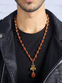 Priyaasi - Trishul Rudraksha Gold Plated Chain for Men