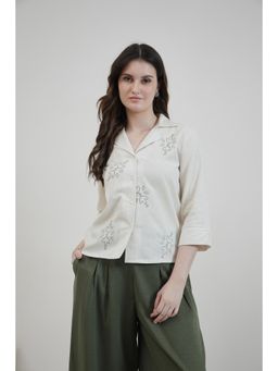 AAREIN - Olive Embroidered Cotton Shirt
