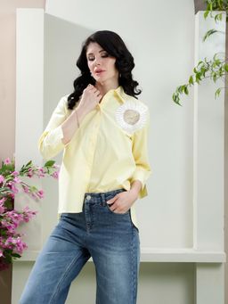 AAREIN - Yellow Pure Cotton Embellished Shirt