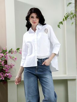 AAREIN - White Pure Cotton Embellished Shirt