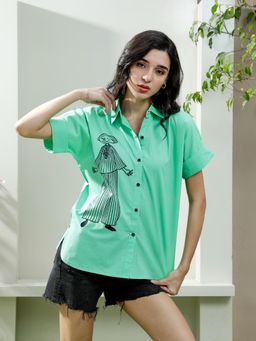 AAREIN - Green Pure Cotton Graphic Shirt