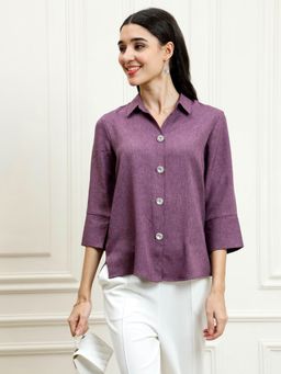 AAREIN - Purple Linen Solid Shirt
