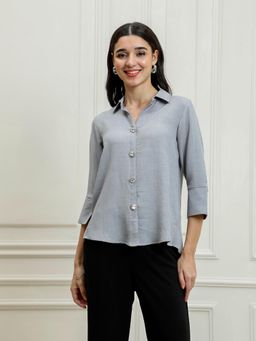 AAREIN - Grey Linen Solid Shirt