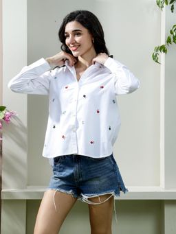 AAREIN - White Embroidered Pure Cotton Shirt