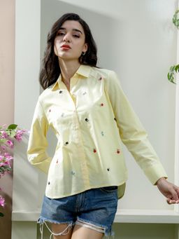 AAREIN - Yellow Embroidered Pure Cotton Shirt