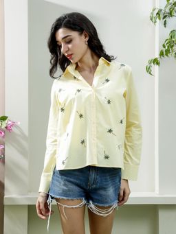 AAREIN - Yellow Embroidered Pure Cotton Shirt