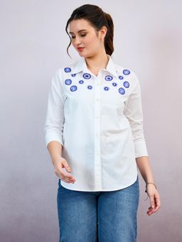 AAREIN - Evil-Eye Embellished White Cotton Shirts