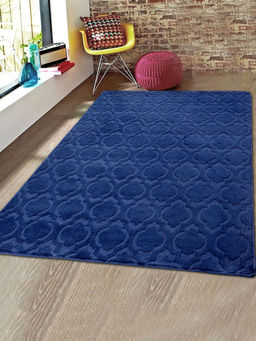 Saral Home - Blue Microfiber Anti Skid Carpet 150x210 Cm