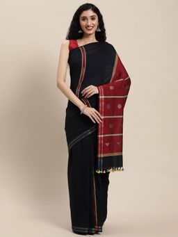 ArtEastri - Navy Blue Cotton Jamdani Saree without Blouse