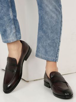 Teakwood - Mens Brown Solid Leather Casual Loafers