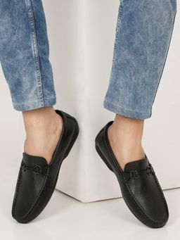 Teakwood - Mens Black Leather Casual Flexi 360 Loafers