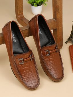 Teakwood - Mens Brown Texture Leather Casual Flexi 360 Loafers