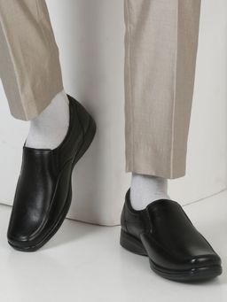 Teakwood - Mens Black Solid Leather Casual Loafers