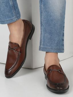 Teakwood - Mens Brown Patterned Leather Casual Loafers