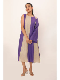 dhaaga - Victoria Purple Colorblock Midi Dress