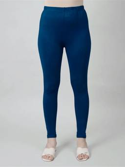 ARAMYA - Navy Blue Knit Solid Leggings