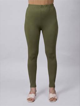 ARAMYA - Olive Knit Solid Leggings