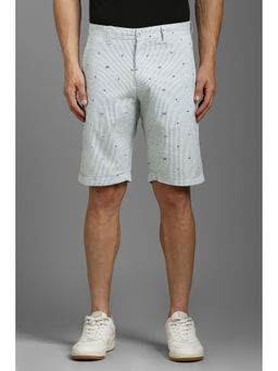Louis Philippe - Men Grey Stripe Slim Fit Shorts