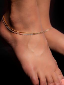 Zavya - Triple Layered Chain 925 Sterling Silver Anklet - Pair