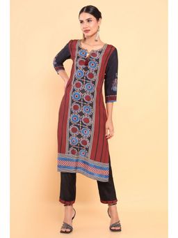 Soch - Women Red Modal Printed Kurta (Set of 2)