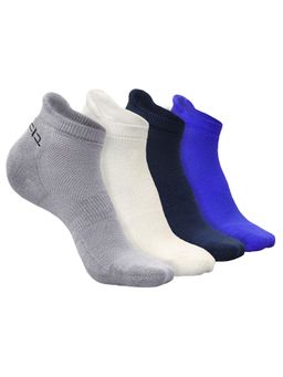 Heelium - Bamboo Ankle Socks-FreeSize UK7-11,4 Pairs,LGrey,White,NBlue,RBlue,Anti dour (Pack of 4)
