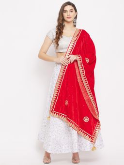 Clora Creation - Women Red Embellished Dupatta