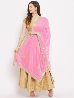 Clora Creation - Women Pink Embellished Dupatta