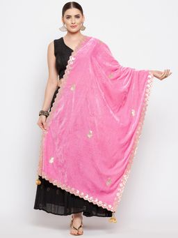 Clora Creation - Women Pink Embellished Dupatta