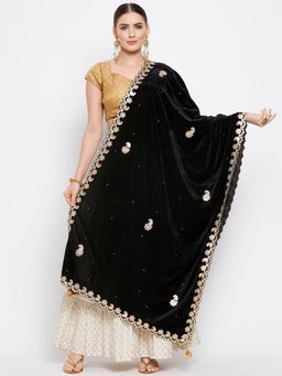 Clora Creation - Women Black Embellished Dupatta