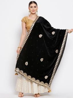 Clora Creation - Women Black Embellished Dupatta