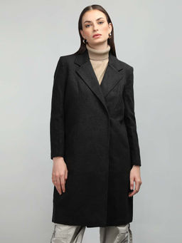 HONNETE - D Grey Notched Lapel Solid Overcoats