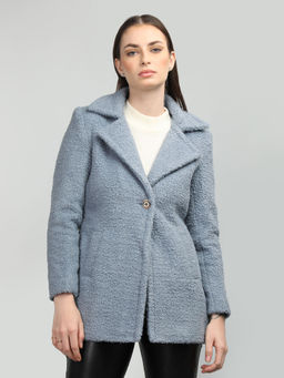 HONNETE - Sky Blue Notched Lapel Solid Coats