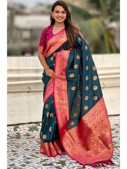 SGF11 - Rama Blue Kanjivaram Pure Soft Silk Saree with Unstitched Blouse