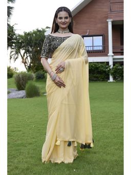 Mysilklove - Light Pink Georgette Saree with Unstitched Blouse