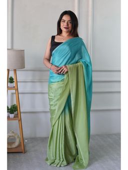 Mysilklove - Multicolor Chinon Pre-Drape Saree with Unstitched Blouse