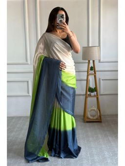 Mysilklove - Seashell Multicolor Chinon Pre-Drape Saree with Unstitched Blouse